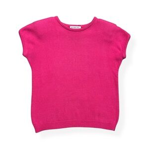 Vintage 1990s Pink Cotton Knit Cap Sleeve Sweater Top